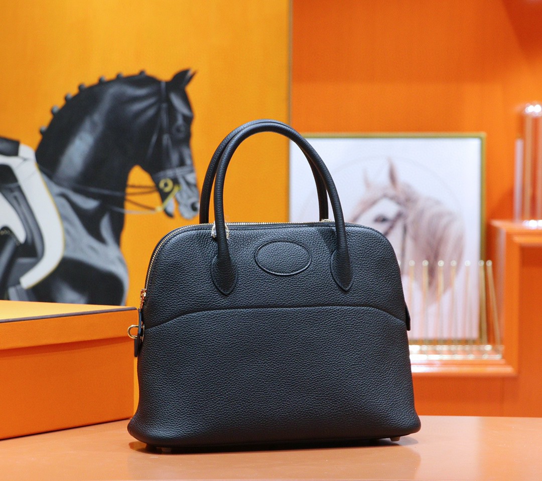 Hermès（爱马仕）Bolide 保龄球包 黑色 Togo 小牛皮 全手缝 金扣 27cm