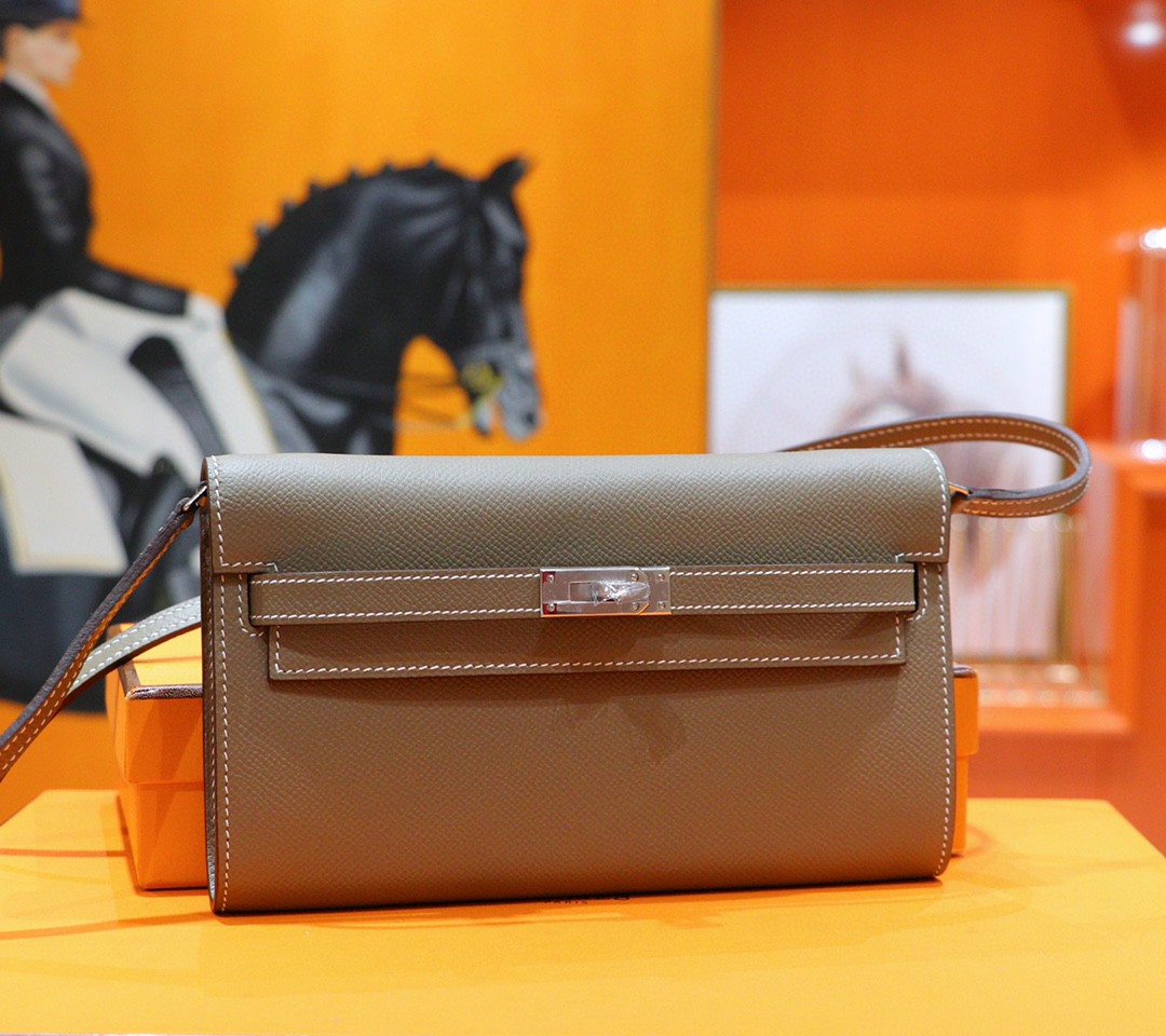 Hermès（爱马仕）Kelly ToGo 大象灰 Epsom 小牛皮 全手缝 银扣