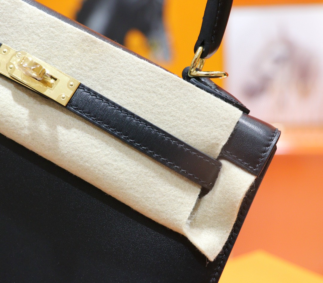 Hermès（爱马仕）Kelly 凯莉包 黑色 Box 全手缝 小牛皮 金扣 25cm