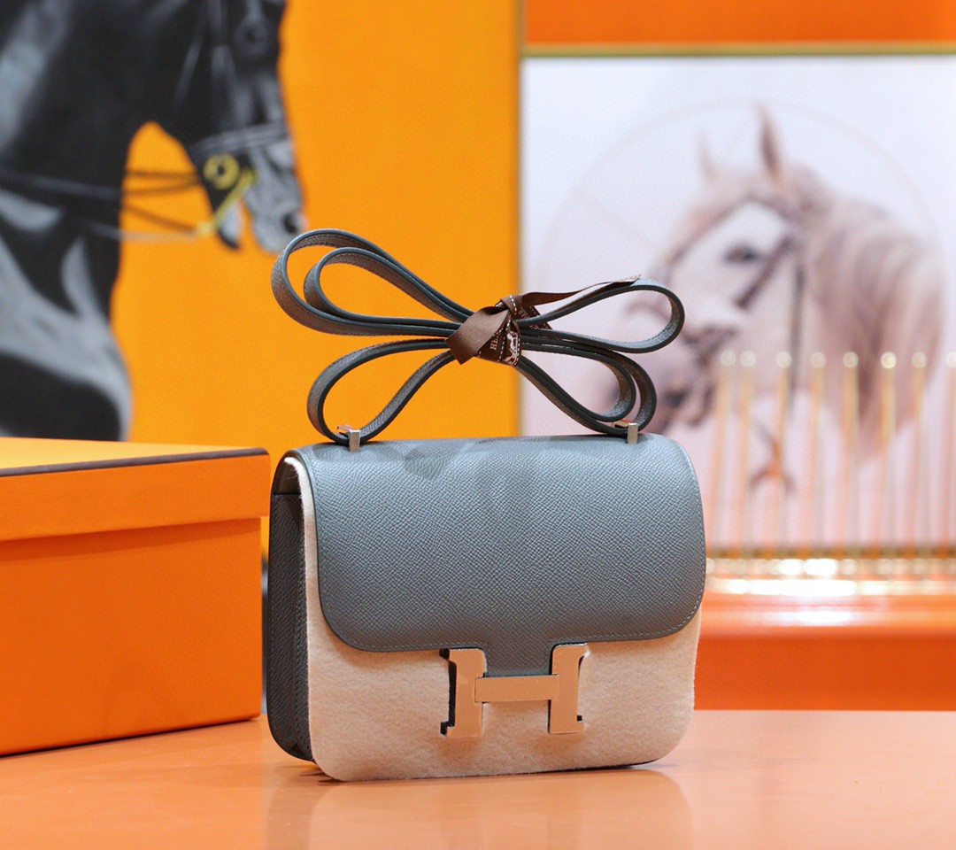 Hermès（爱马仕）Constance 康康 杏仁绿 Epsom 小牛皮 全手缝 银扣 19cm