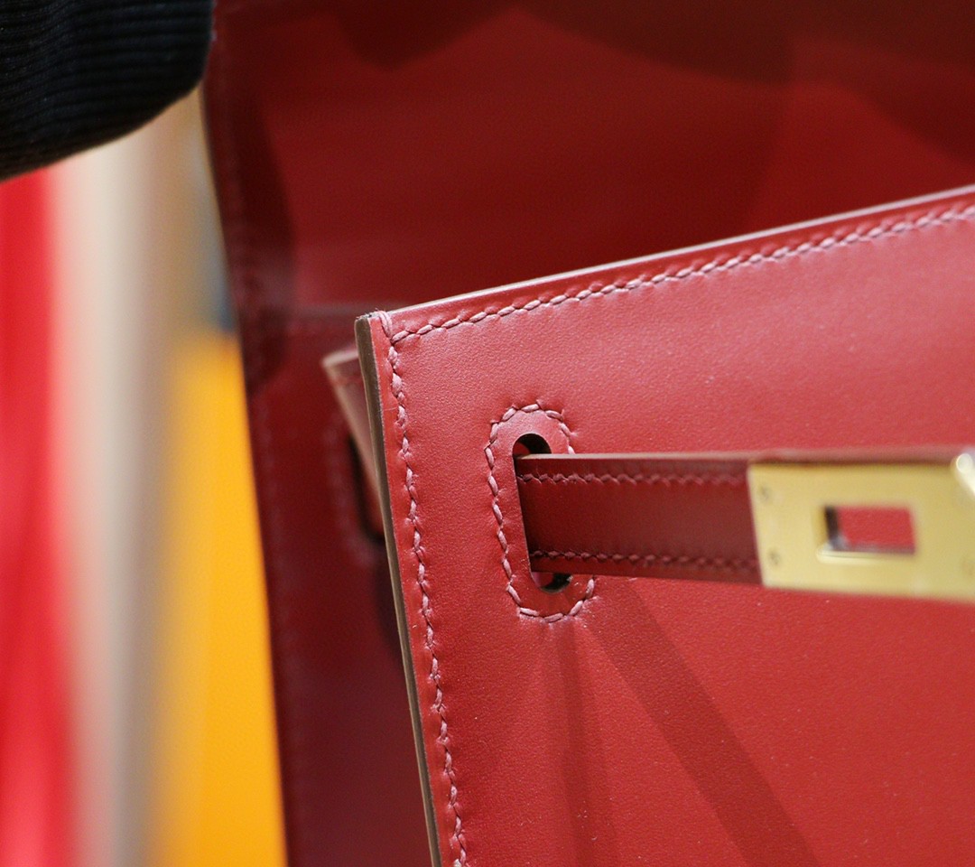 Hermès（爱马仕）Kelly 凯莉包 红色 Box小牛皮 全手缝 金扣 25cm