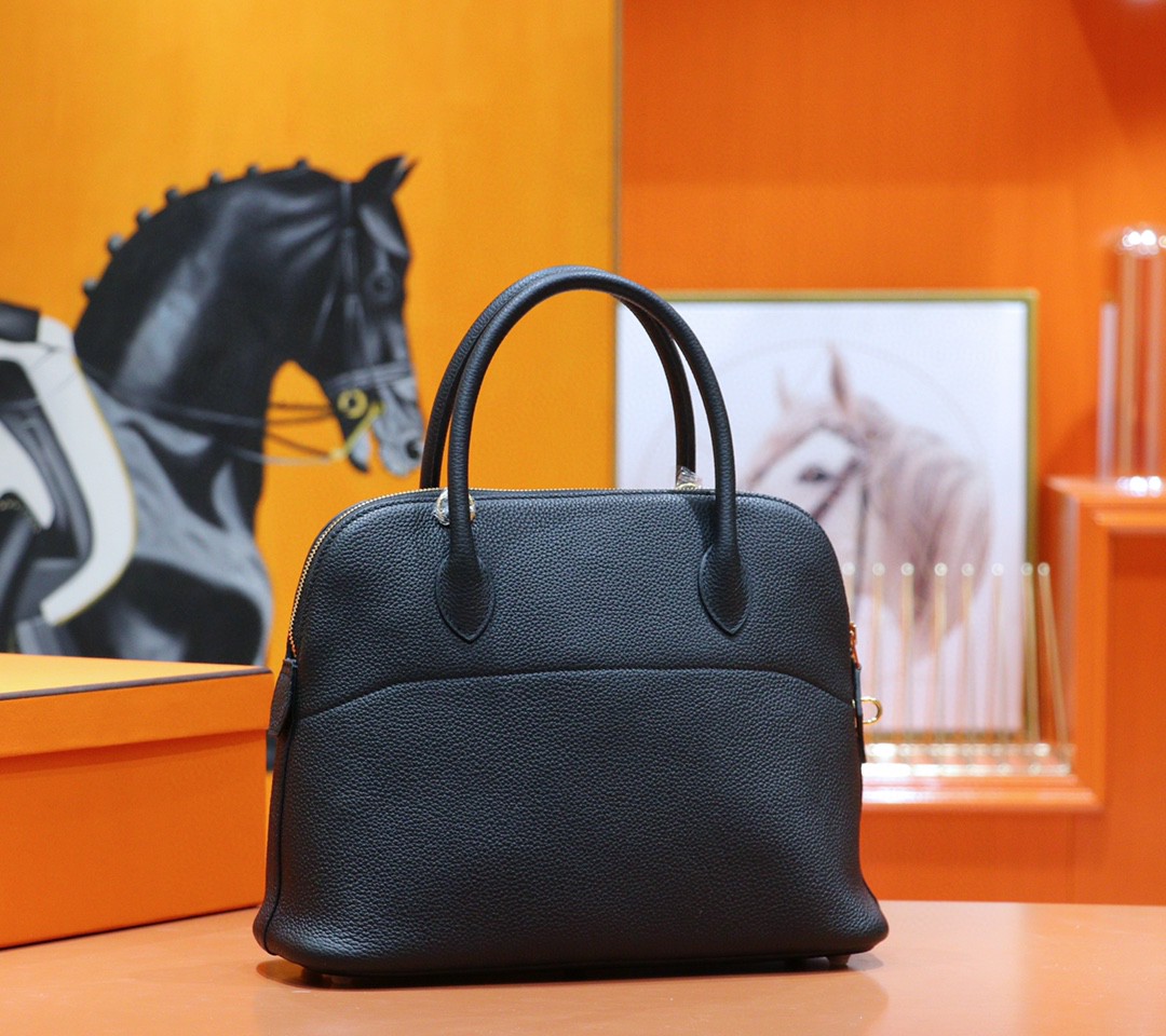 Hermès（爱马仕）Bolide 保龄球包 黑色 Togo 小牛皮 全手缝 金扣 27cm