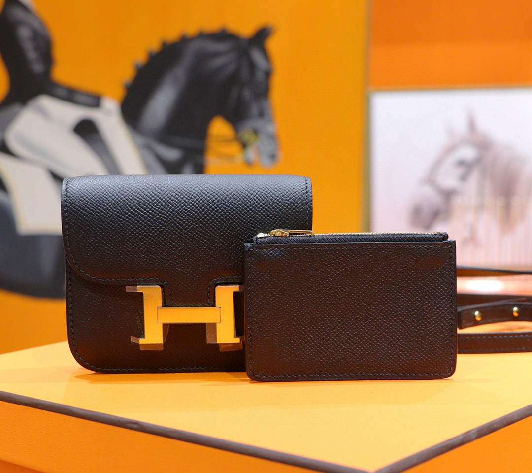 Hermès（爱马仕）Constance Slim 黑色 Epsom 全手缝 金扣