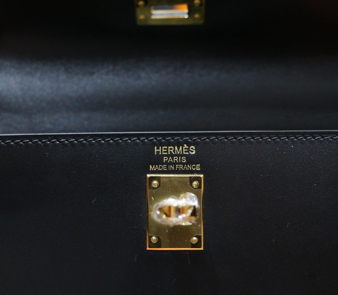 Hermès（爱马仕）Kelly 凯莉包 黑色 Box 全手缝 小牛皮 金扣 25cm
