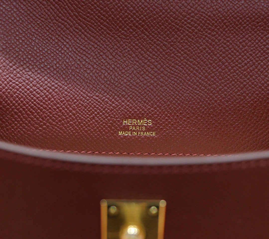Hermès（爱马仕）Minikelly 晚宴包 酒红色 Epsom 全手缝小牛皮 金扣 22cm