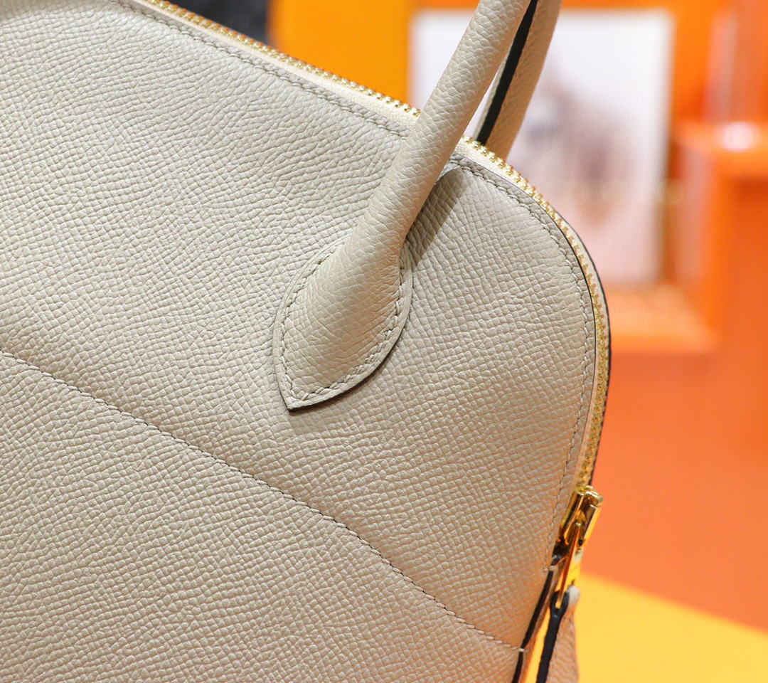 Hermès（爱马仕）Bolide 保龄球包 风衣灰 Epsom 小牛皮 全手缝 金扣 27cm