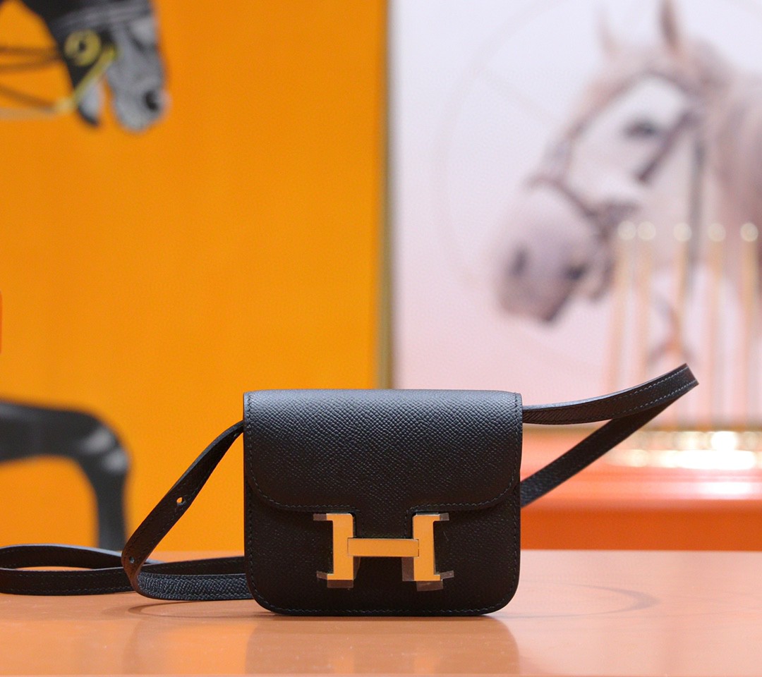 Hermès（爱马仕）Constance Slim 黑色 Epsom 全手缝 金扣