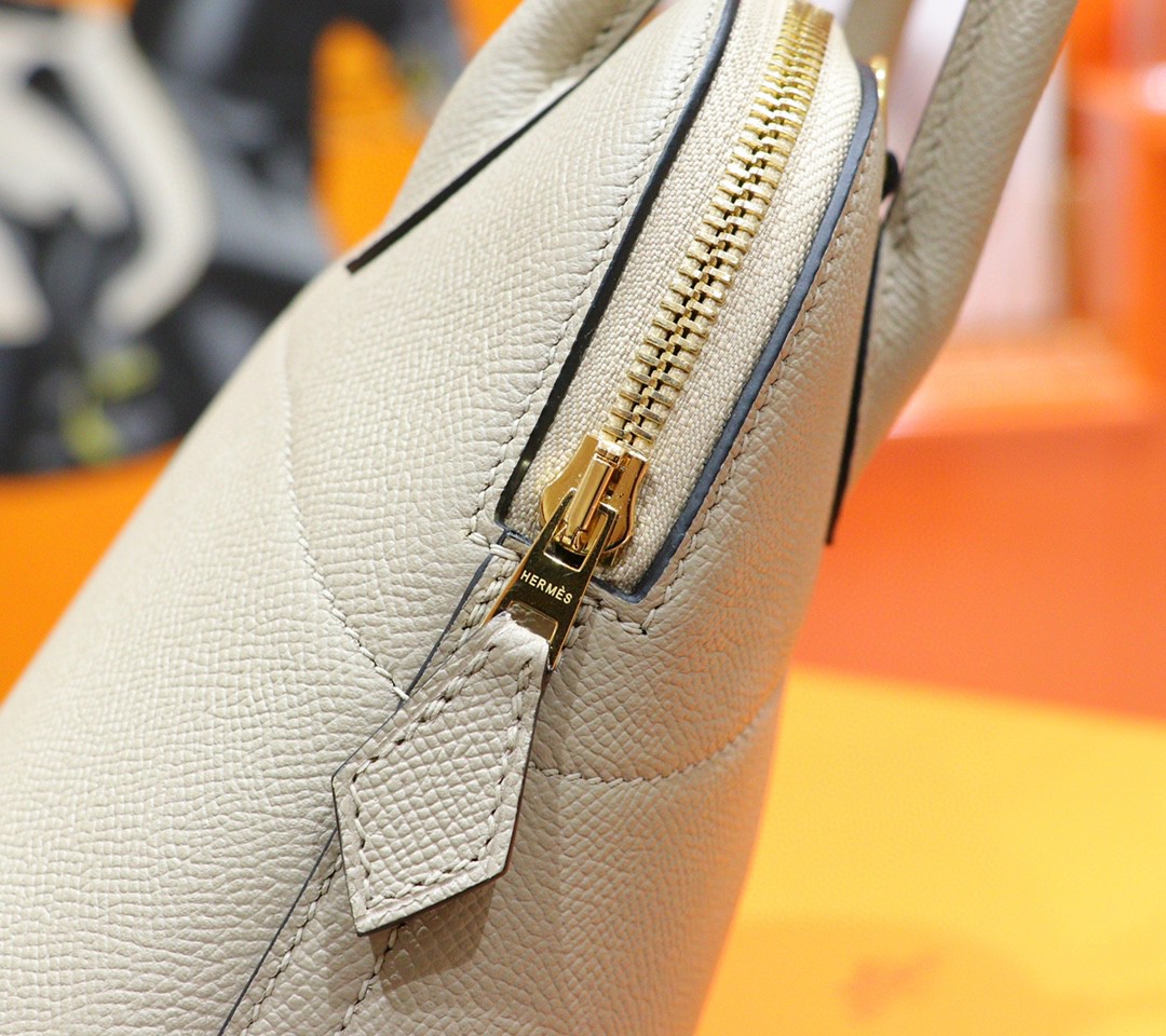 Hermès（爱马仕）Bolide 保龄球包 风衣灰 Epsom 小牛皮 全手缝 金扣 27cm