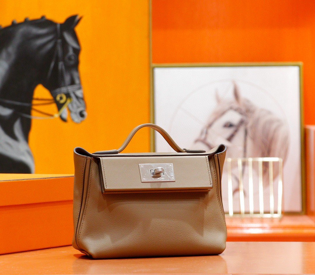 Hermès（爱马仕） kelly 2424 威马犬米色 Evercolor 拼 Swift 全手缝 银扣 21cm