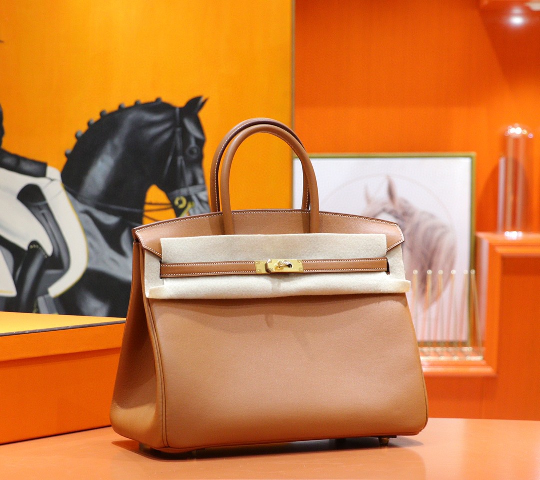 Hermès（爱马仕）Birkin 铂金包 金棕色 Swift 小牛皮 全手缝 金扣 30cm