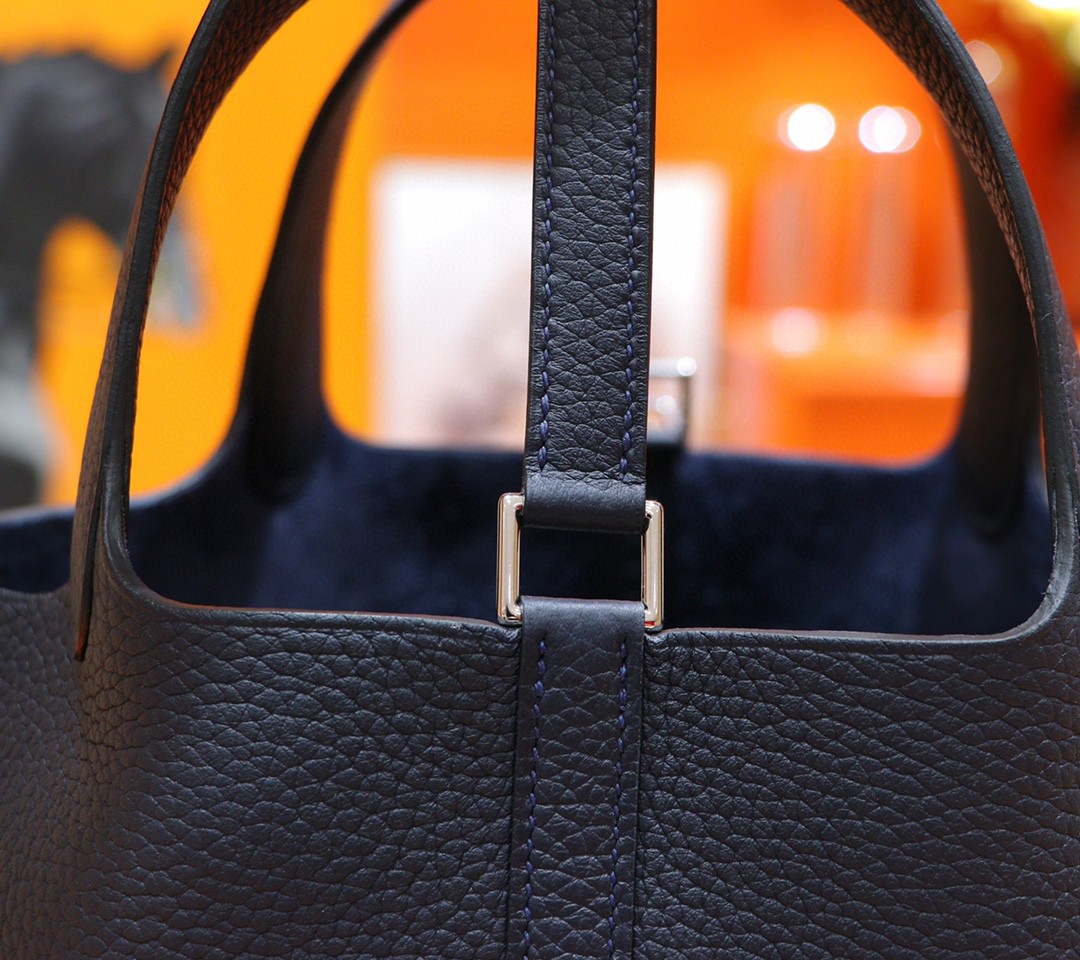 Hermès（爱马仕）Picotin 菜篮子 宝蓝色 Togo 小牛皮 全手缝 银扣 18cm