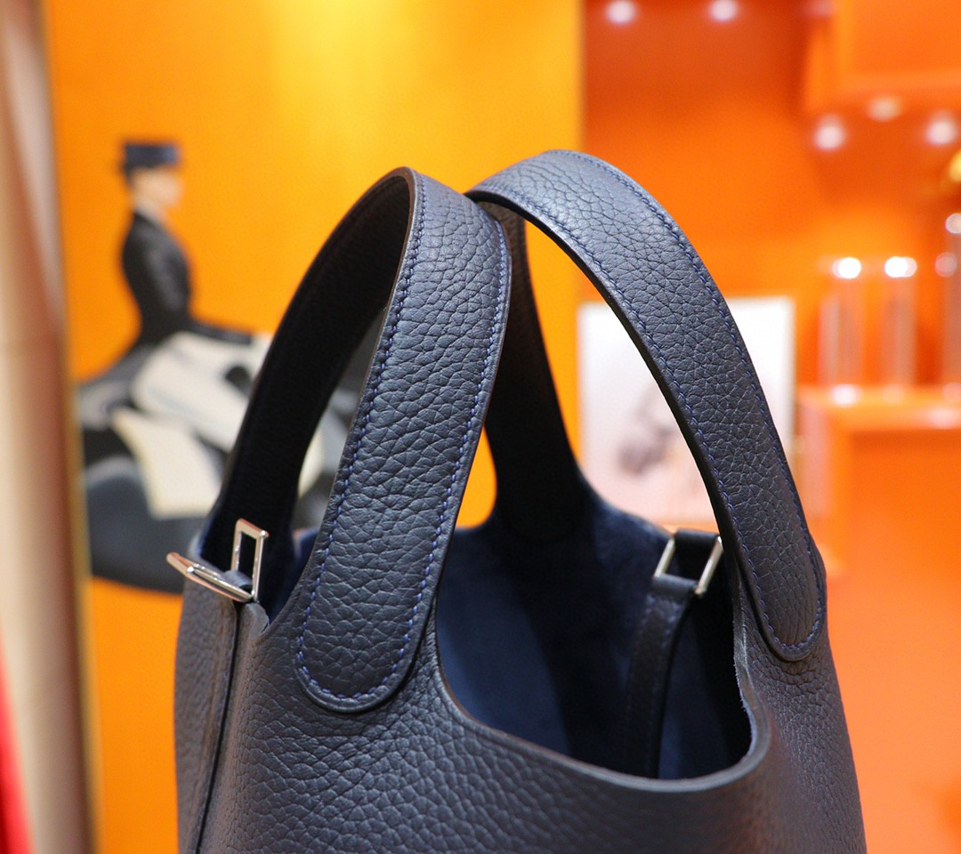 Hermès（爱马仕）Picotin 菜篮子 宝蓝色 Togo 小牛皮 全手缝 银扣 18cm