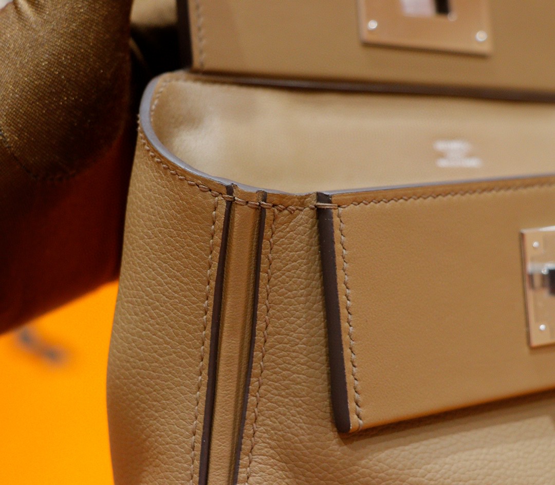 Hermès（爱马仕） kelly 2424 威马犬米色 Evercolor 拼 Swift 全手缝 银扣 21cm