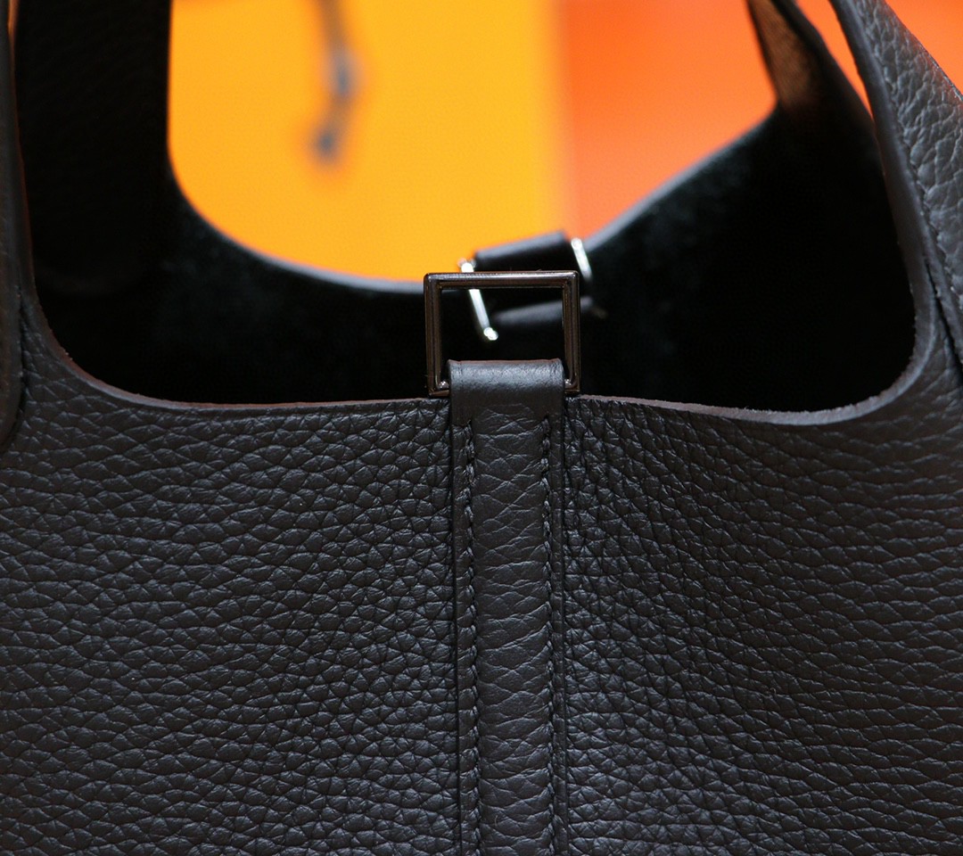 Hermès（爱马仕）Picotin 菜篮子 黑色 Togo 小牛皮 全手缝 黑色扣 18cm