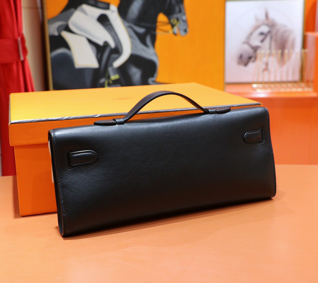 Hermès（爱马仕）Kelly cut 黑色 Swift 小牛皮 全手缝 银扣 31cm