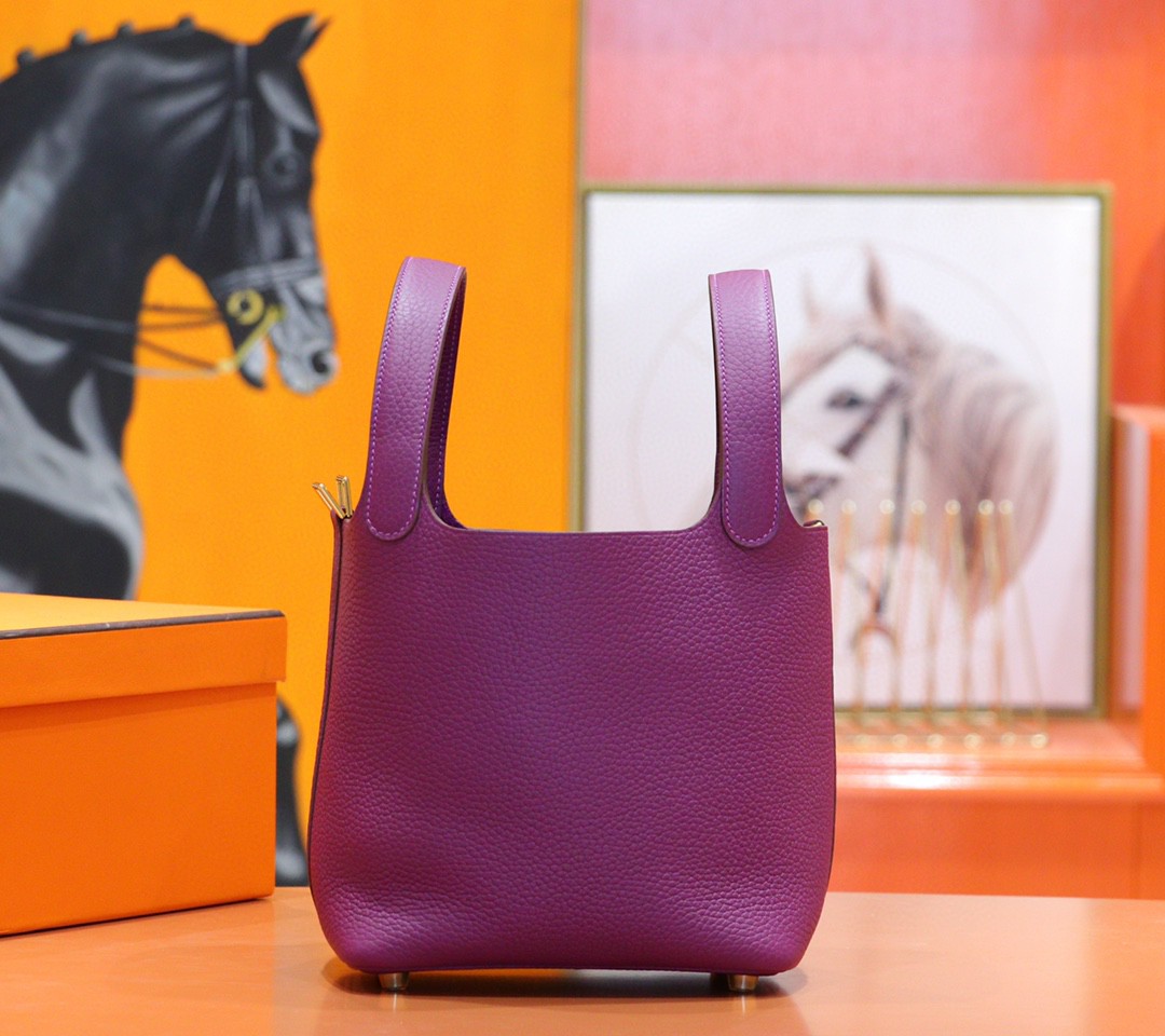 Hermès（爱马仕）Picotin 菜篮子 海葵紫 Togo 小牛皮 全手缝 金扣 18cm