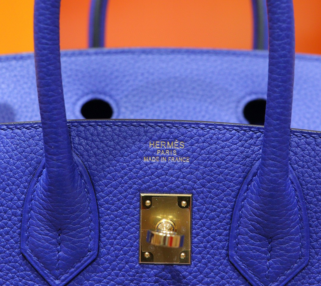 Hermès（爱马仕）Birkin 铂金包 电光蓝 Togo 小牛皮 全手缝 金扣 25cm