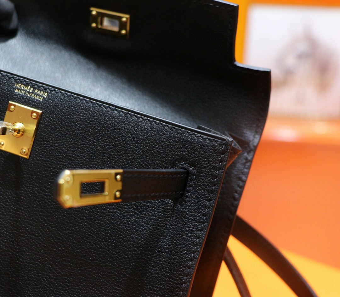 Hermès（爱马仕）Kelly Danse 跳舞包 黑色 Swift 小牛皮 全手缝 金扣