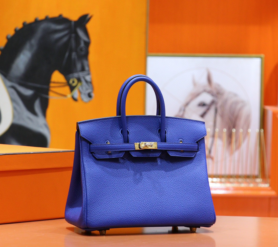 Hermès（爱马仕）Birkin 铂金包 电光蓝 Togo 小牛皮 全手缝 金扣 25cm