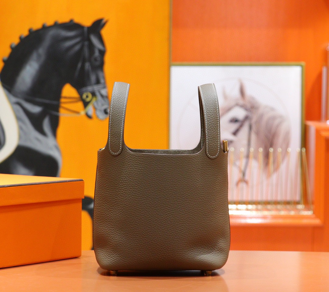 Hermès（爱马仕）Picotin 菜篮子 大象灰 Togo 小牛皮 全手缝 金扣 18cm