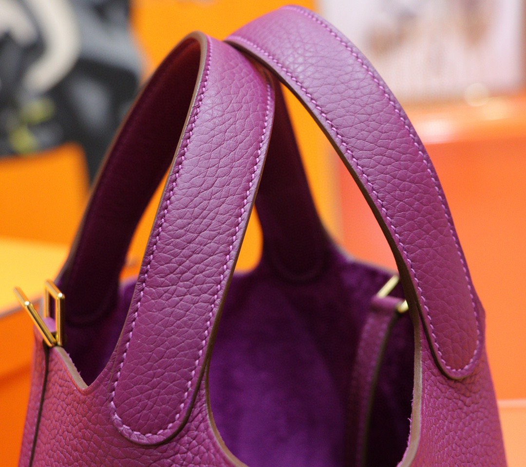 Hermès（爱马仕）Picotin 菜篮子 海葵紫 Togo 小牛皮 全手缝 金扣 18cm