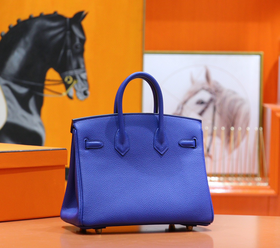 Hermès（爱马仕）Birkin 铂金包 电光蓝 Togo 小牛皮 全手缝 金扣 25cm