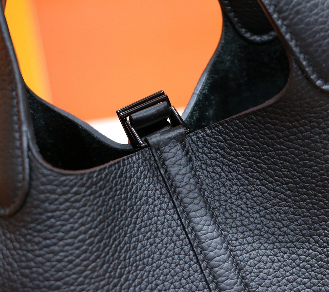 Hermès（爱马仕）Picotin 菜篮子 黑色 Togo 小牛皮 全手缝 黑色扣 18cm