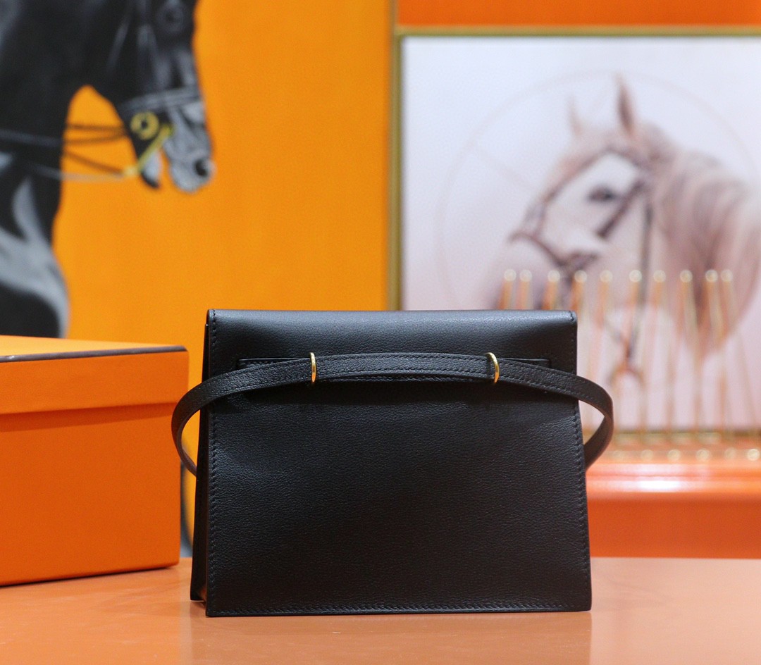 Hermès（爱马仕）Kelly Danse 跳舞包 黑色 Swift 小牛皮 全手缝 金扣
