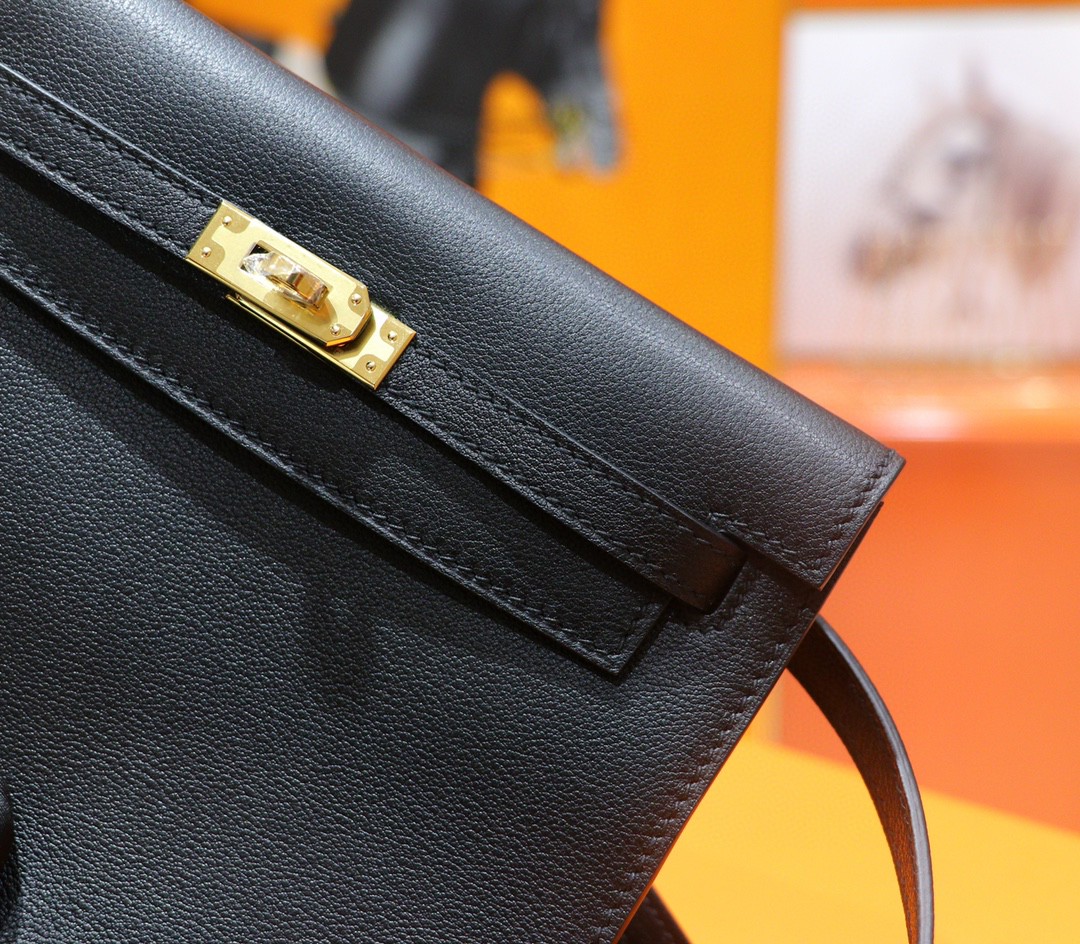 Hermès（爱马仕）Kelly Danse 跳舞包 黑色 Swift 小牛皮 全手缝 金扣