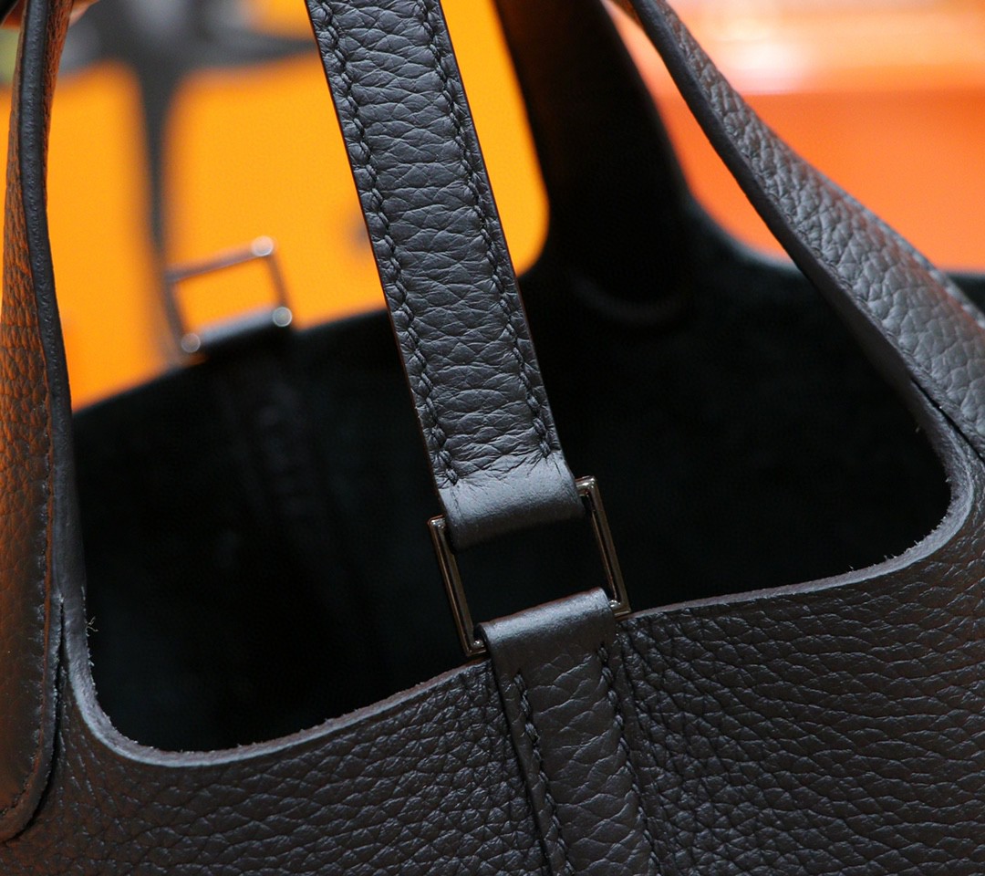Hermès（爱马仕）Picotin 菜篮子 黑色 Togo 小牛皮 全手缝 黑色扣 18cm