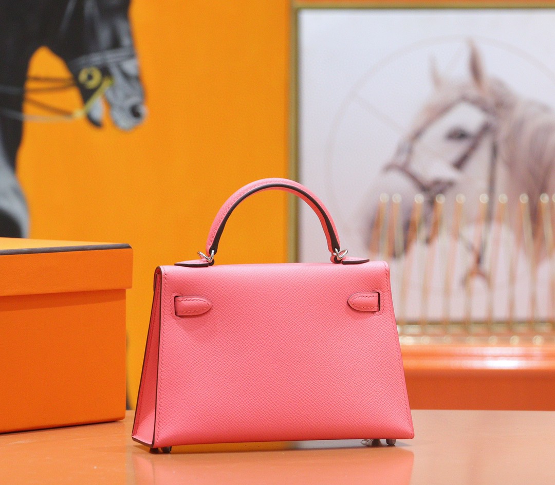 Hermès（爱马仕）Minikelly 奶昔粉 Epsom 小牛皮 全手缝 银扣 二代