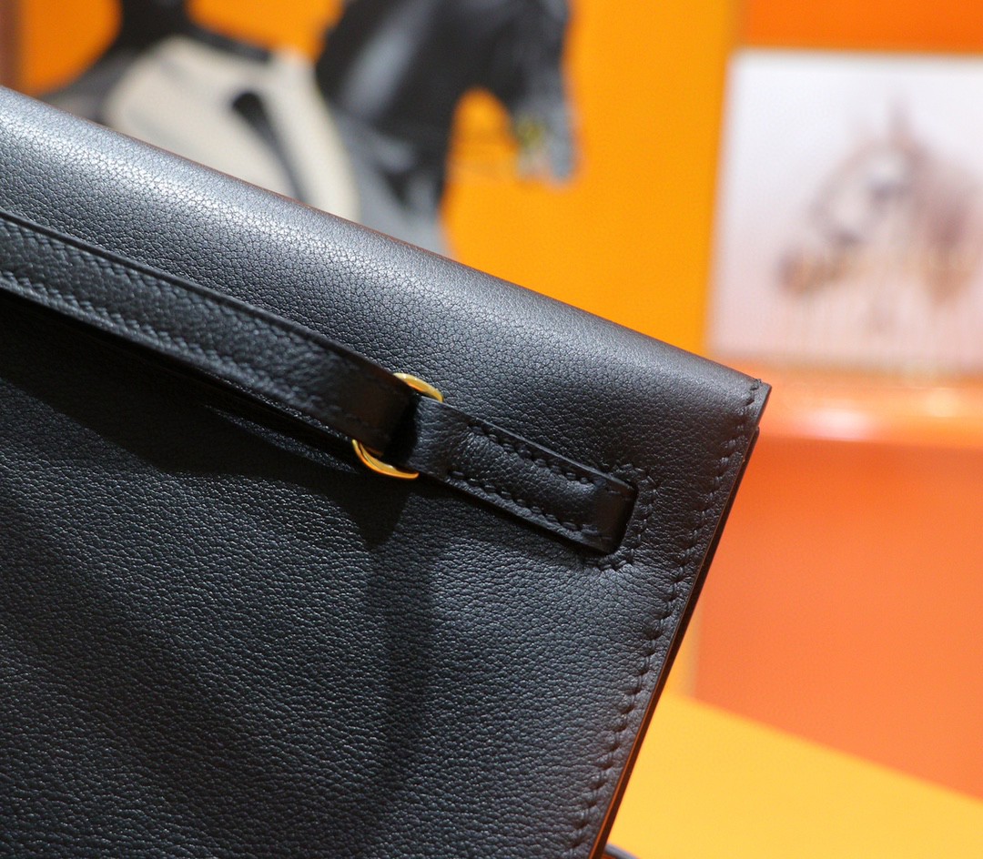 Hermès（爱马仕）Kelly Danse 跳舞包 黑色 Swift 小牛皮 全手缝 金扣