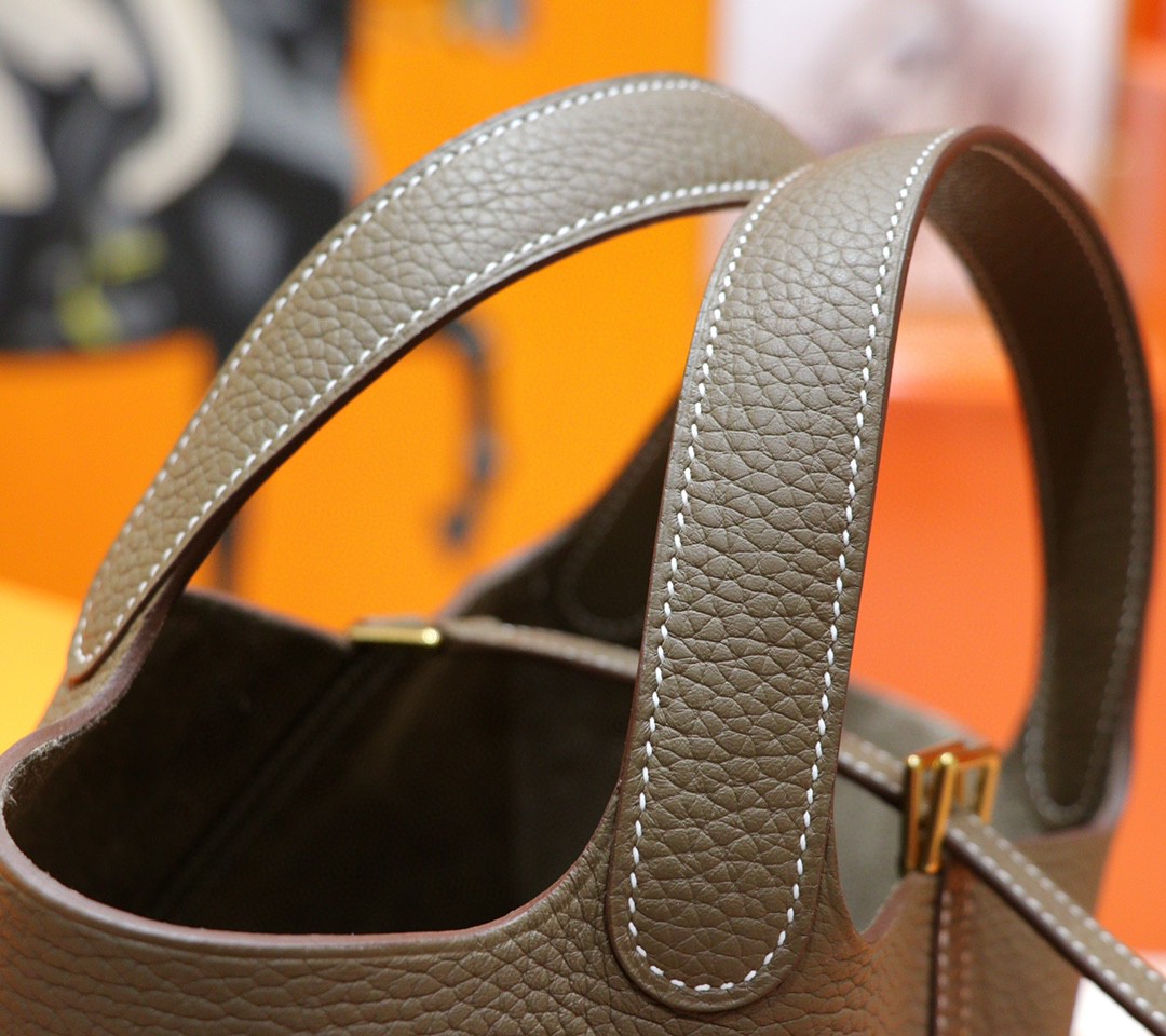 Hermès（爱马仕）Picotin 菜篮子 大象灰 Togo 小牛皮 全手缝 金扣 18cm