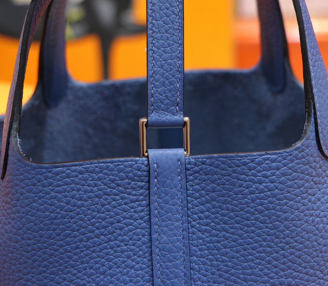 Hermès（爱马仕）Picotin 菜篮子 玛瑙蓝 Togo 全手缝 小牛皮 银扣 18cm