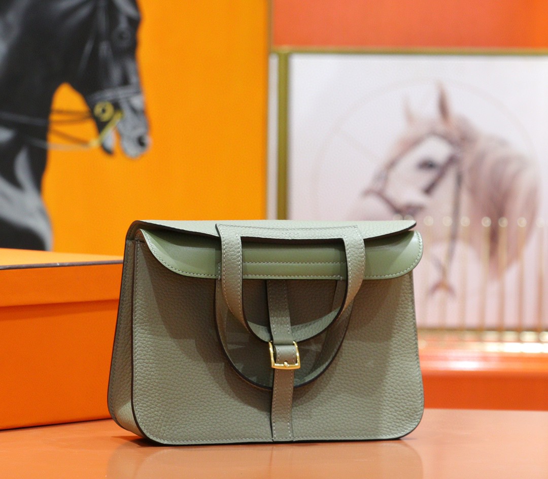Hermès（爱马仕）Halzan 鼠尾草绿 Togo 小牛皮 全手缝 金扣 25cm