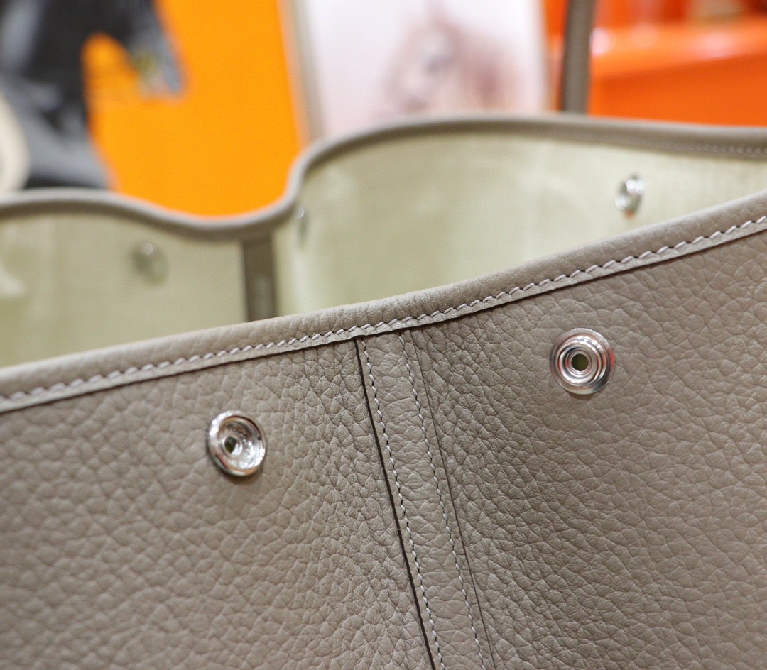 Hermès（爱马仕）Gardenparty 花园包 沥青灰 小牛皮 全手缝 银扣 36cm
