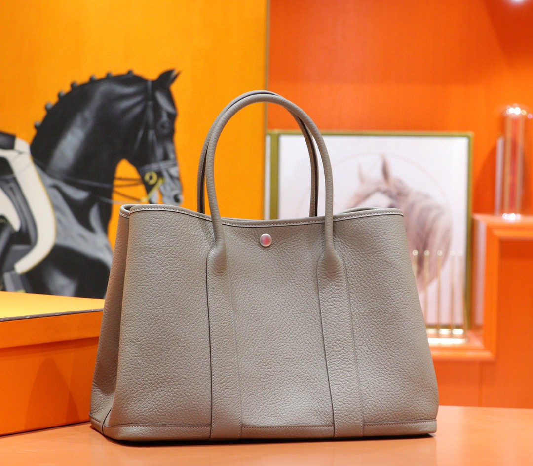Hermès（爱马仕）Gardenparty 花园包 沥青灰 小牛皮 全手缝 银扣 36cm
