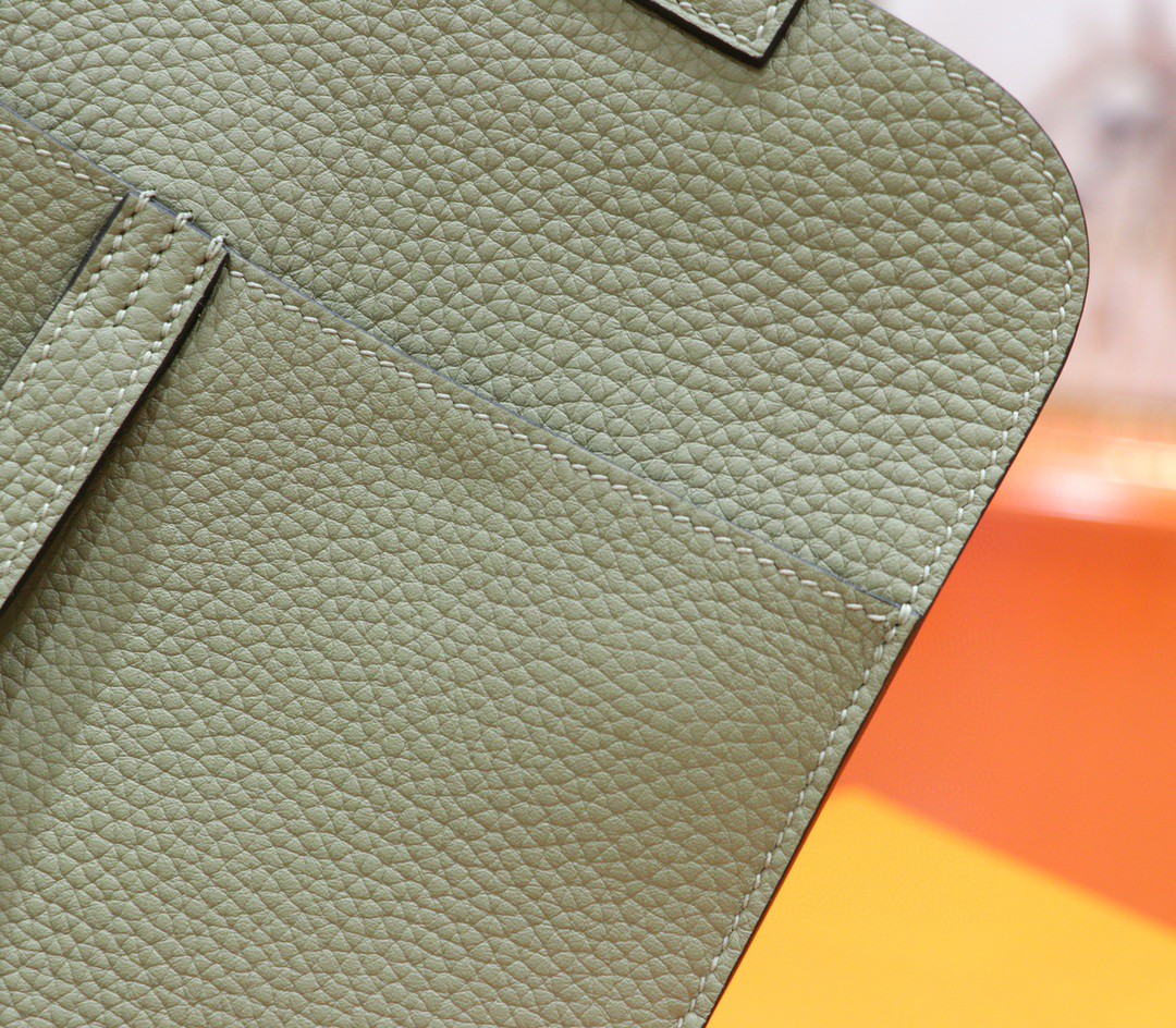 Hermès（爱马仕）Halzan 鼠尾草绿 Togo 小牛皮 全手缝 金扣 25cm
