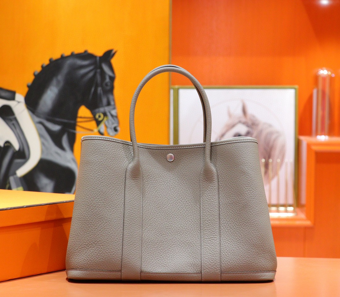 Hermès（爱马仕）Gardenparty 花园包 沥青灰 小牛皮 全手缝 银扣 36cm