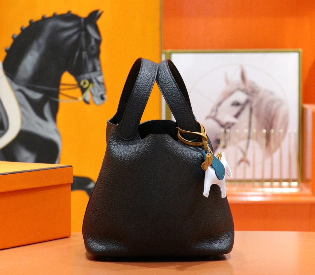 Hermès（爱马仕）Picotin 菜篮子 黑色 Togo 小牛皮 全手缝 So Black 22cm