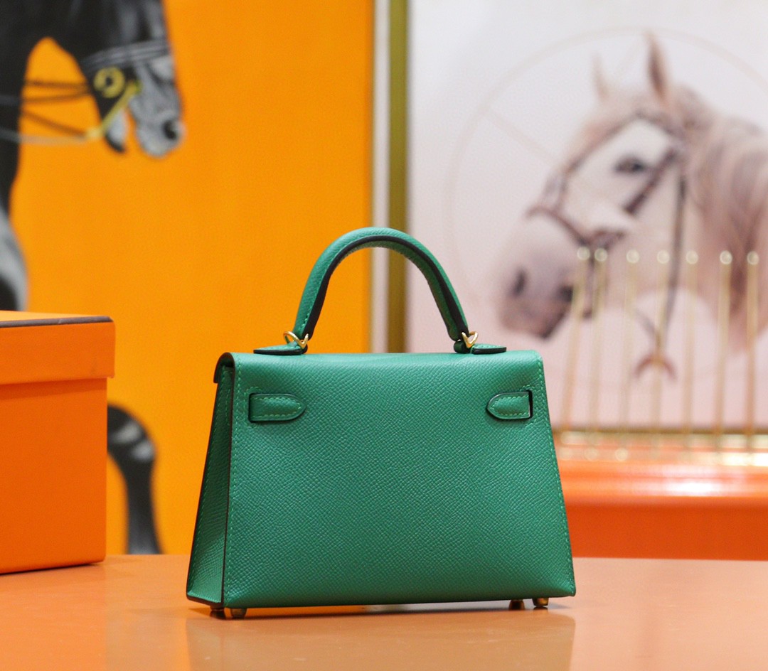 Hermès（爱马仕）Minikelly 迷你凯莉 丝绒绿 Epsom 小牛皮 全手缝 金扣 二代