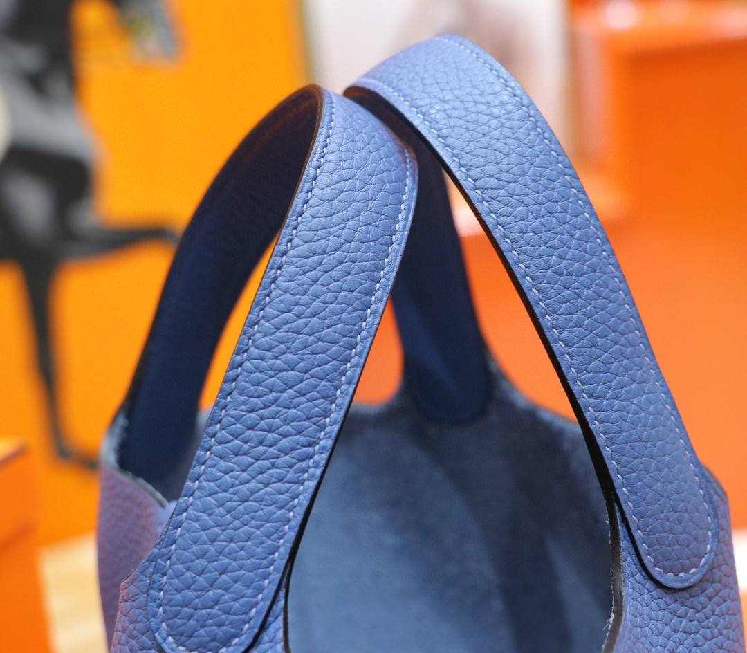 Hermès（爱马仕）Picotin 菜篮子 玛瑙蓝 Togo 全手缝 小牛皮 银扣 18cm