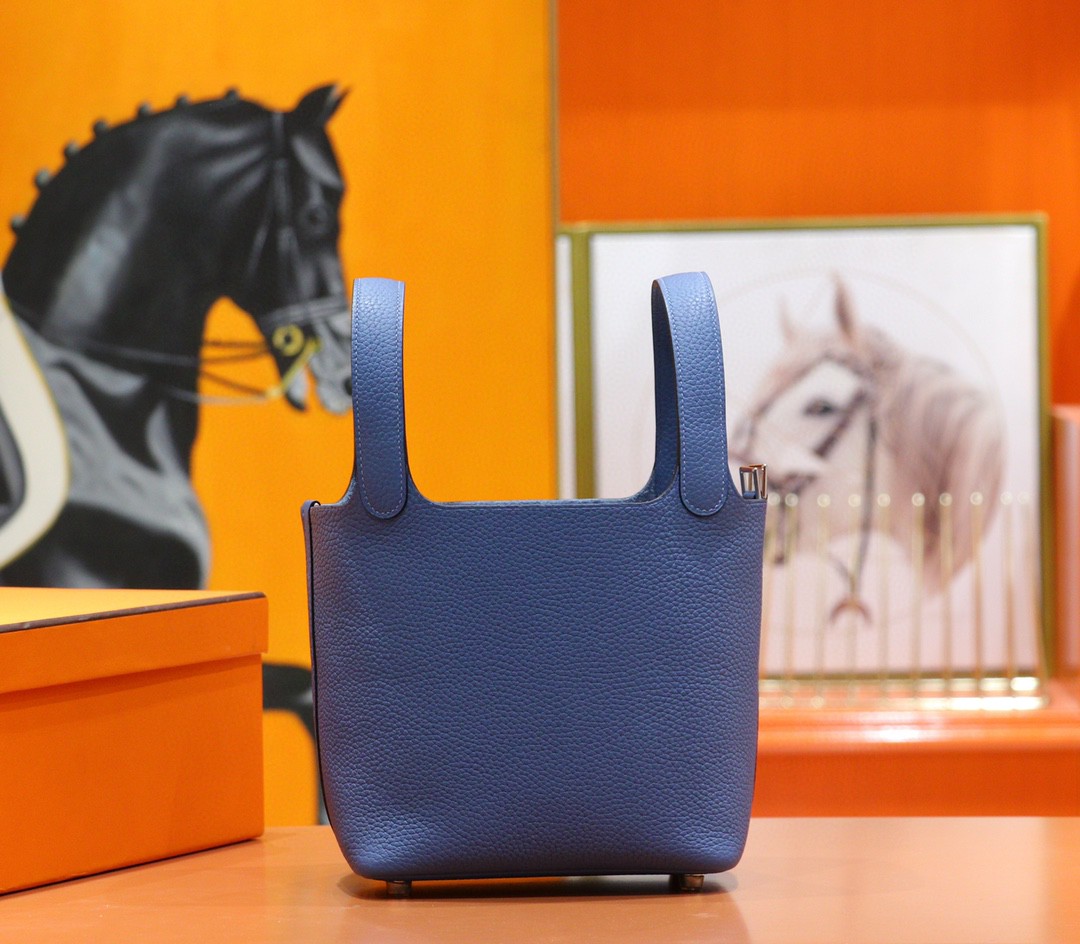 Hermès（爱马仕）Picotin 菜篮子 玛瑙蓝 Togo 全手缝 小牛皮 银扣 18cm