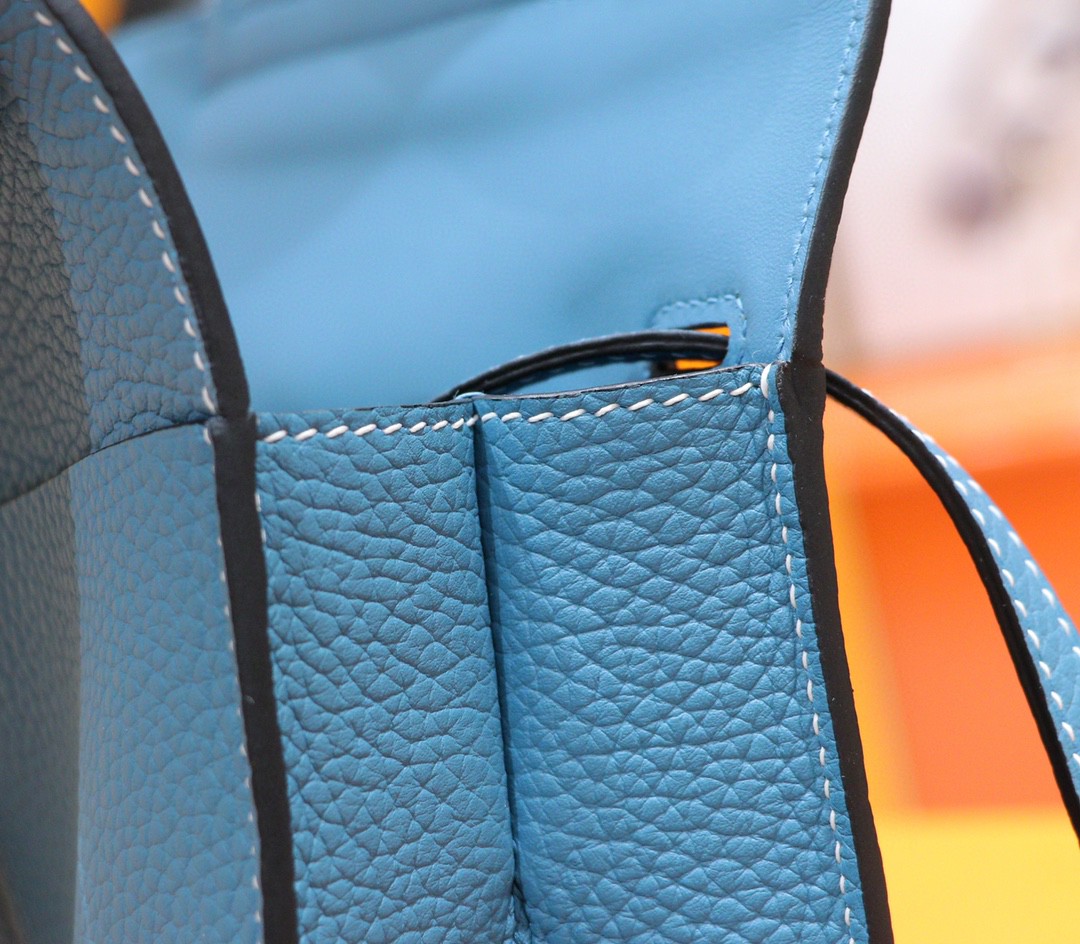 Hermès（爱马仕）Halzan 牛仔蓝 Togo 全手缝 小牛皮 银扣 25cm