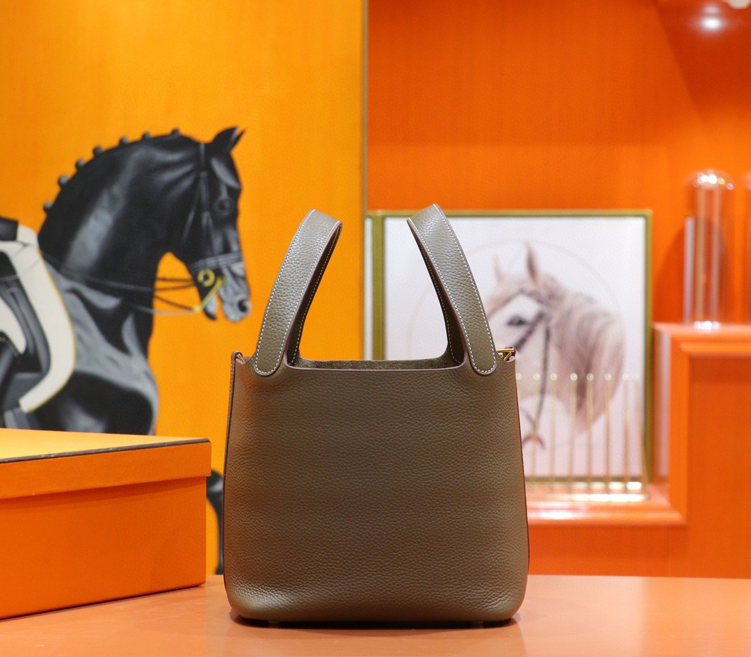 Hermès（爱马仕）Picotin 菜篮子 大象灰 Togo 全手缝 小牛皮 金扣 22cm