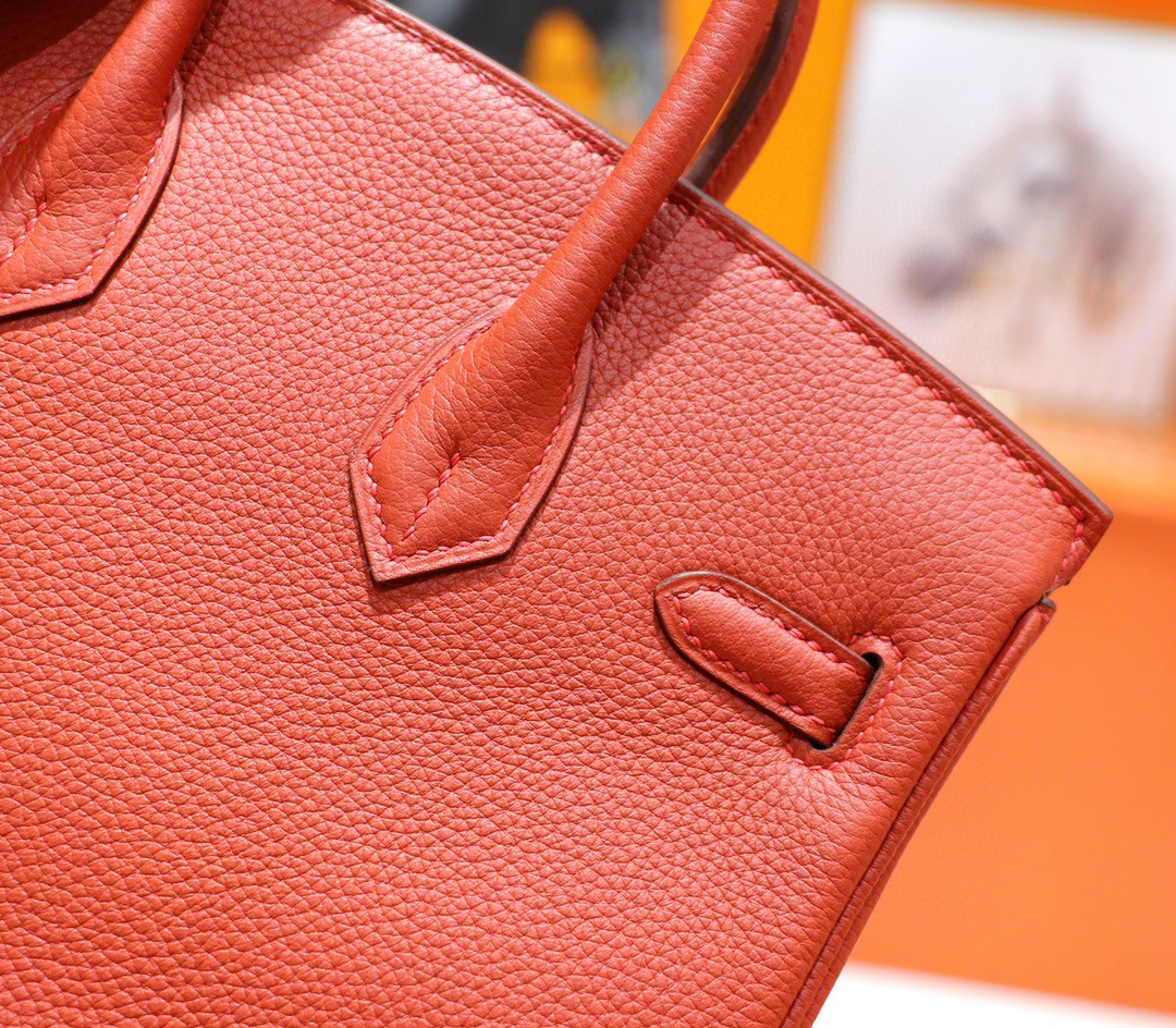 Hermès（爱马仕）Birkin 铂金包 西瓜红 Togo 全手缝 小牛皮 银扣 25cm