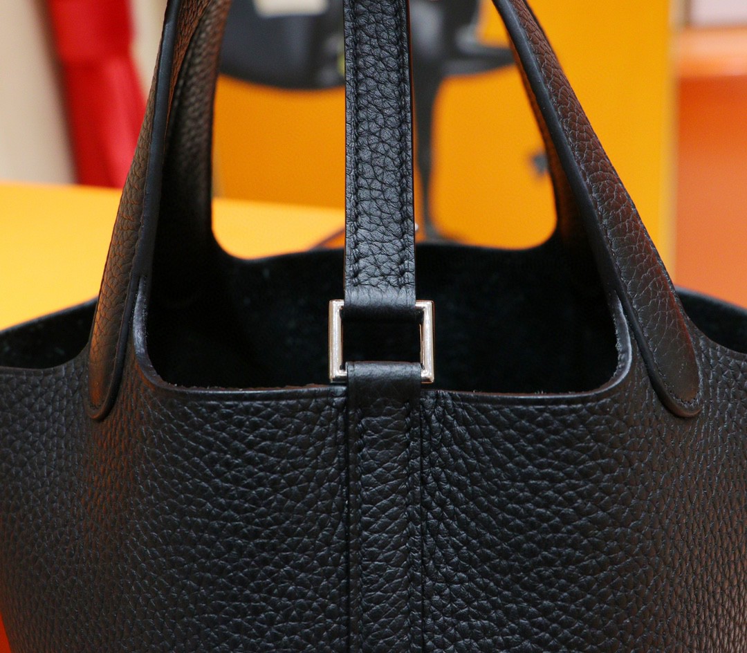 Hermès（爱马仕）Picotin 菜篮子 黑色 Togo 全手缝 小牛皮 银扣 18cm