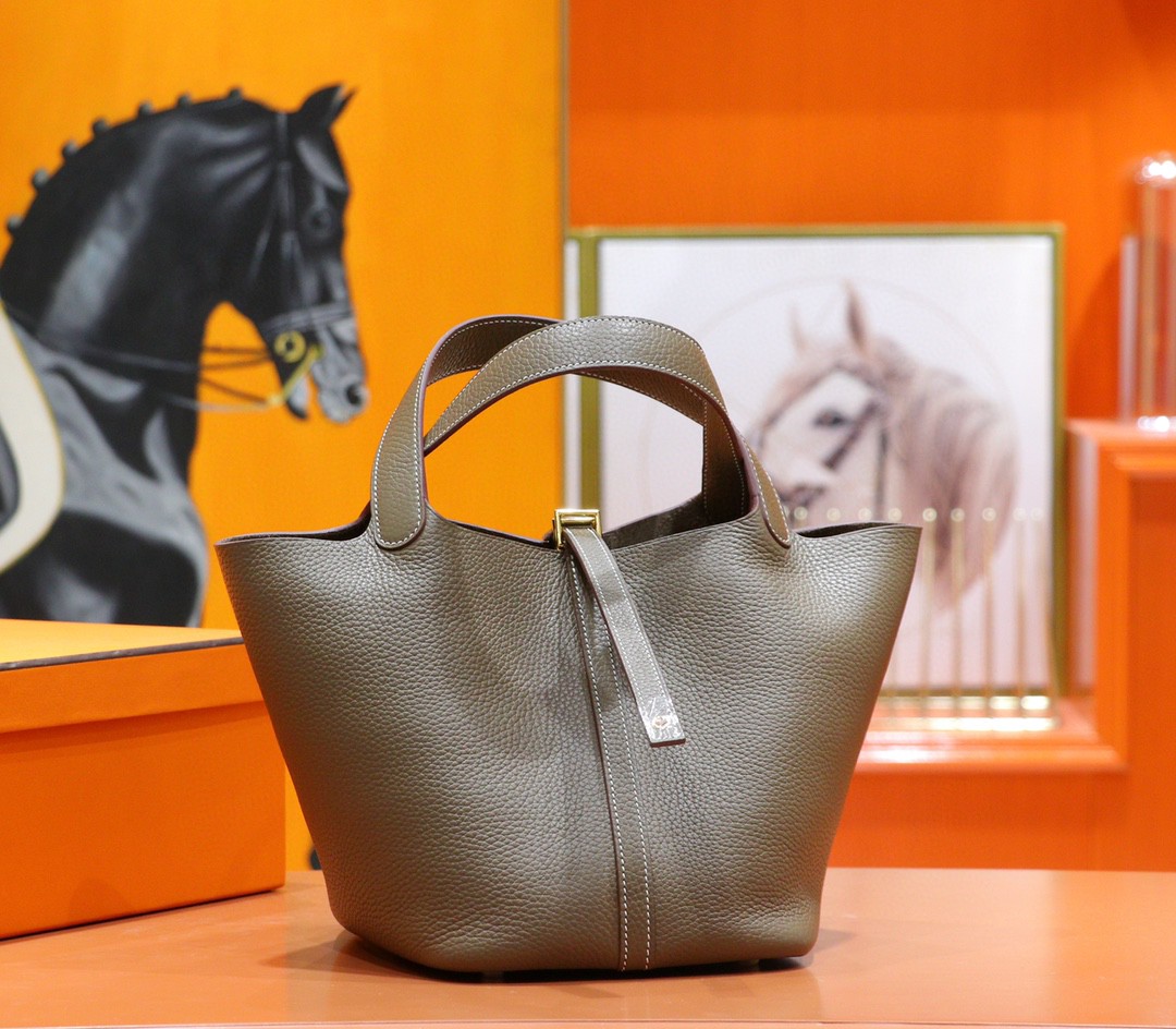 Hermès（爱马仕）Picotin 菜篮子 大象灰 Togo 全手缝 小牛皮 金扣 22cm