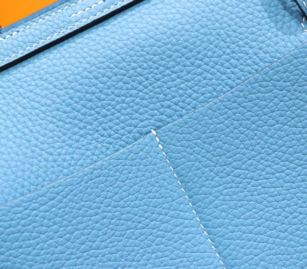 Hermès（爱马仕）Halzan 牛仔蓝 Togo 全手缝 小牛皮 银扣 25cm