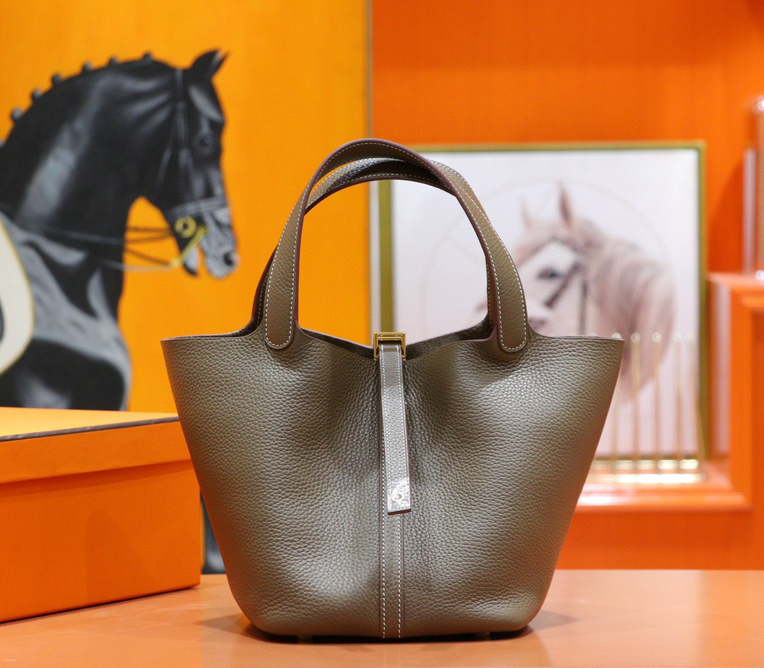 Hermès（爱马仕）Picotin 菜篮子 大象灰 Togo 全手缝 小牛皮 金扣 22cm